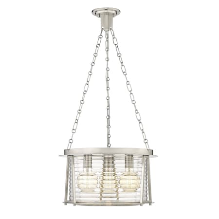 Z-Lite Cape Harbor Pendant, 3-Light, 18 In.W x 10 In.H, Brushed Nickel/Water hammered 7503P18-BN